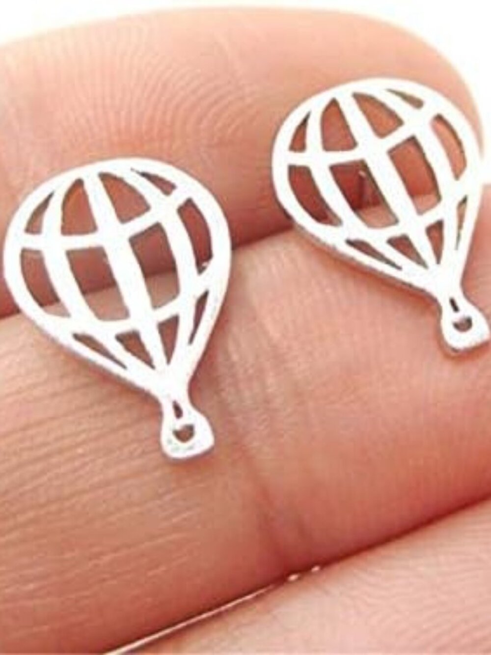 Cute Brushed Hot Air Balloon Shaped Stud Earrings Minimalistic Handmade Jewelry